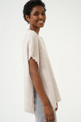 CREAM PONCHO FEMME