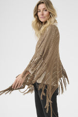 CREAM PONCHO FEMME