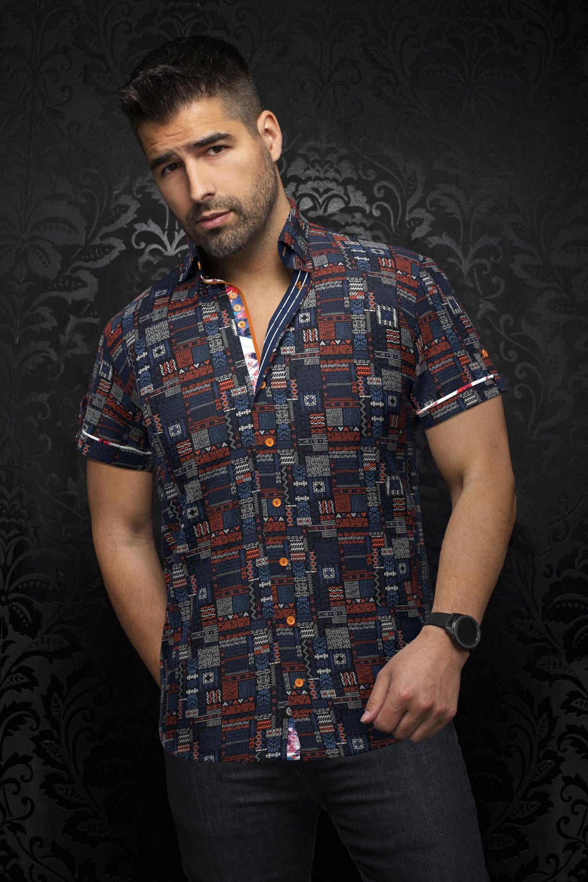 AU NOIR CHEMISE MANCHES COURTES HOMME