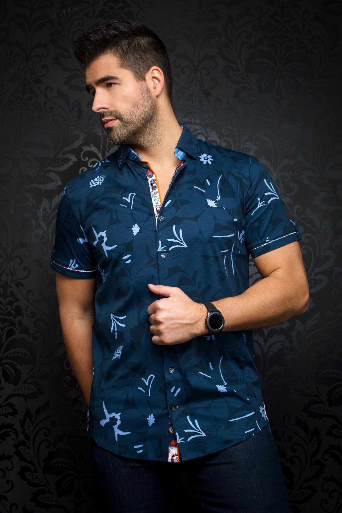 AU NOIR CHEMISE MANCHES COURTES HOMME