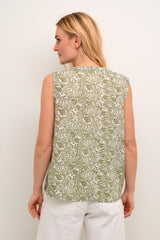 Cream Blouse Sans Manche Femme