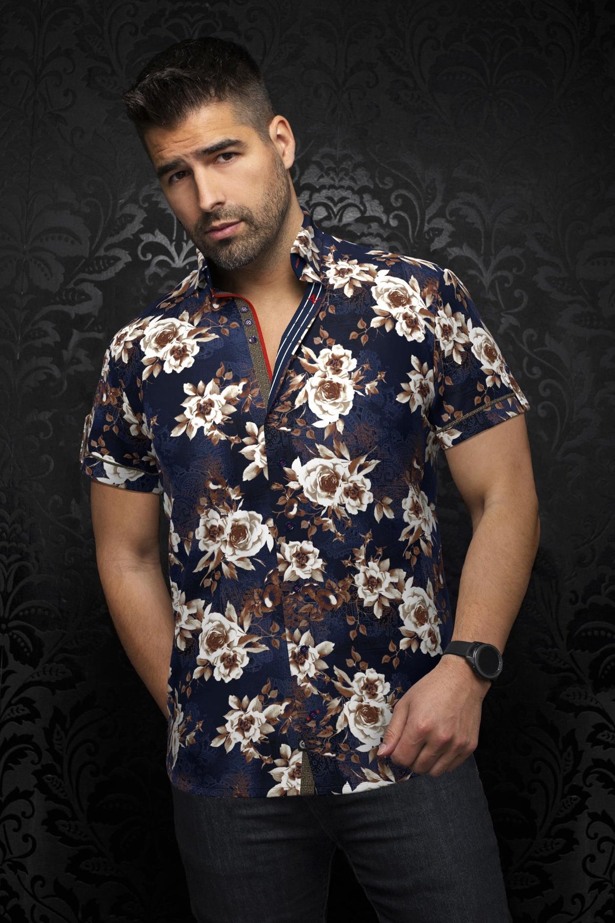 AU NOIR CHEMISE MANCHES COURTES HOMME