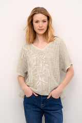 Cream Chandail Manches Courtes Femme