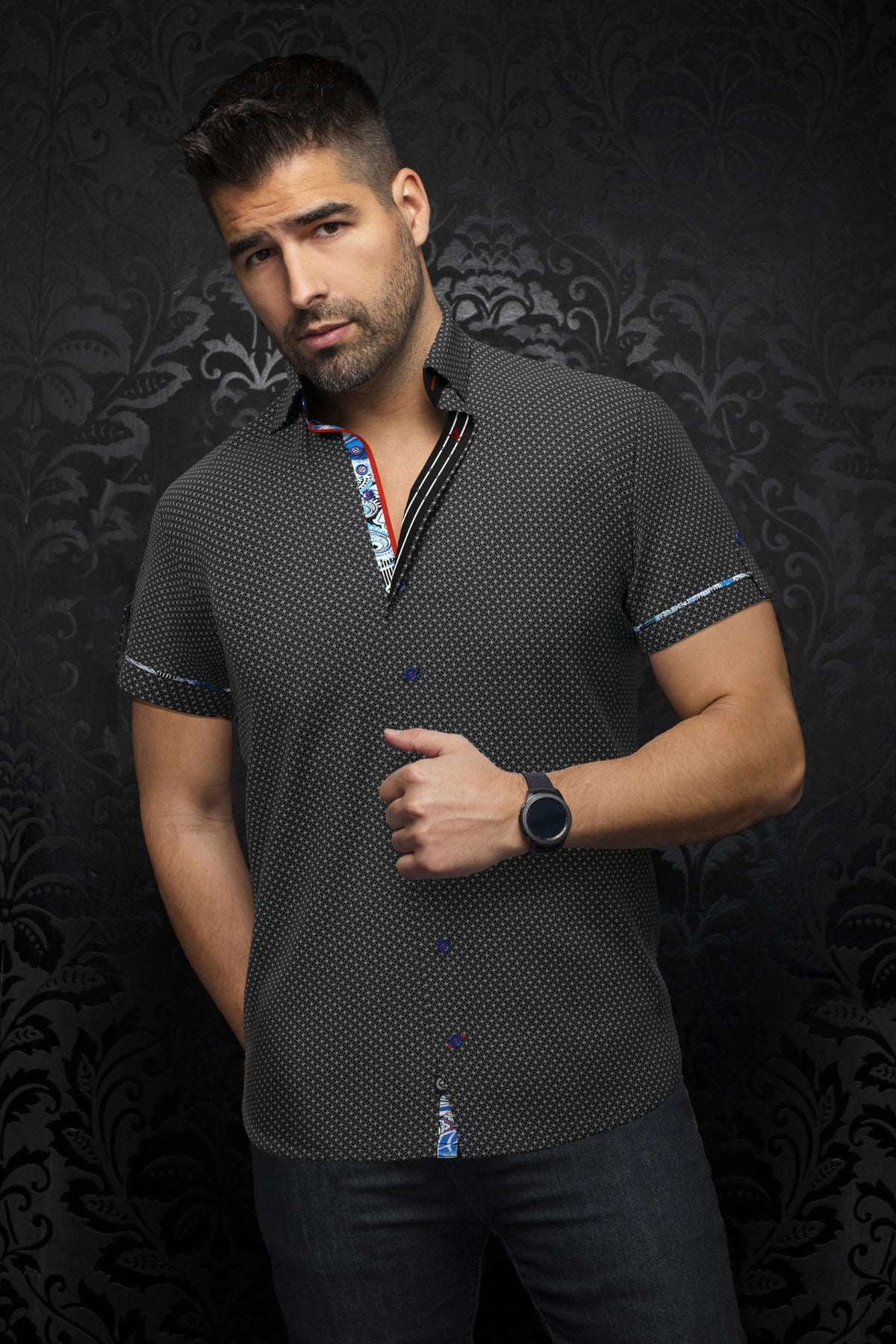AU NOIR CHEMISE MANCHES COURTES HOMME