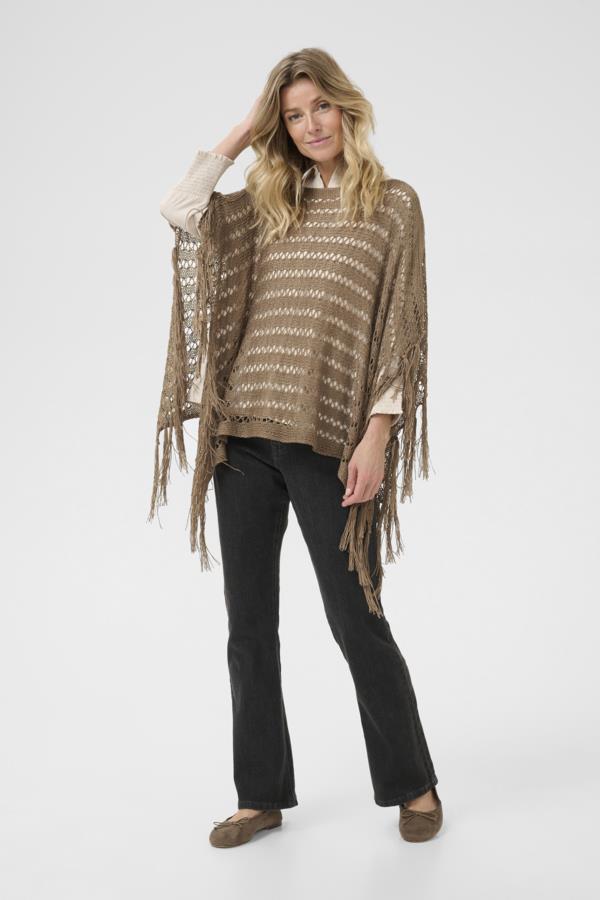 CREAM PONCHO FEMME